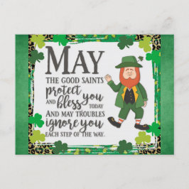 St patricks day Irish Leprechaun Grönt Shamrock Vykort
