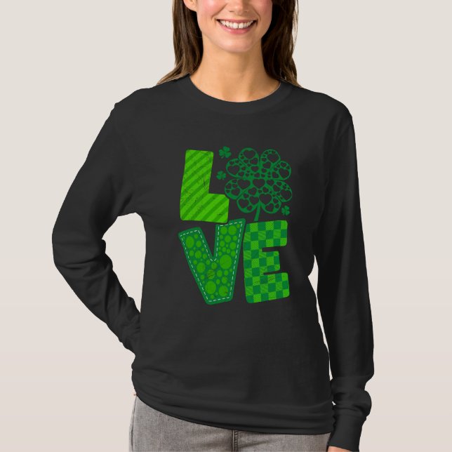 St Patrick's Day Irish love shamrock T Shirt (Framsida)