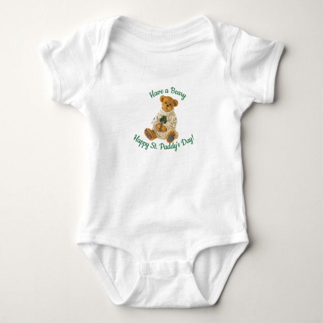 St. Patrick's Day Irish Nalle Baby Bodykostym T Shirt (Framsida)