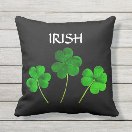 St patrick's day Irish Neon Grönt Shamrock Black Kudde