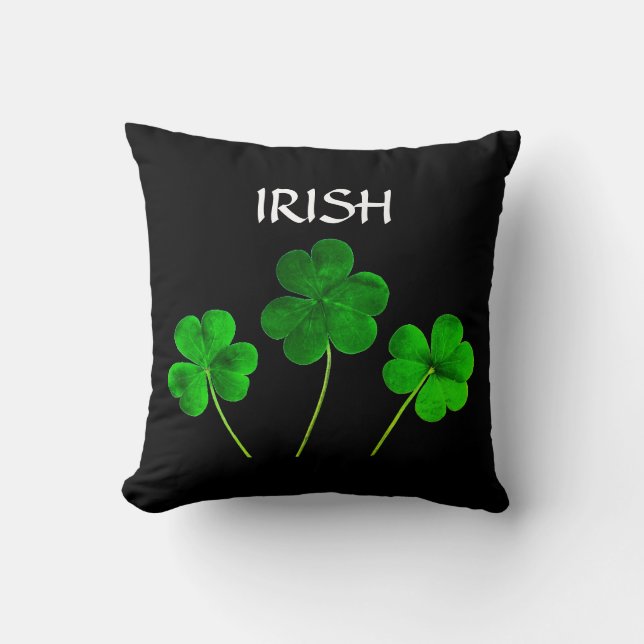 St patrick's day Irish Neon Grönt Shamrock Black Kudde (Framsida)