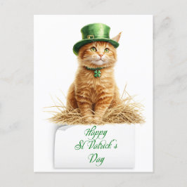 St patrick's day Irish Orange Cat Helg Vykort