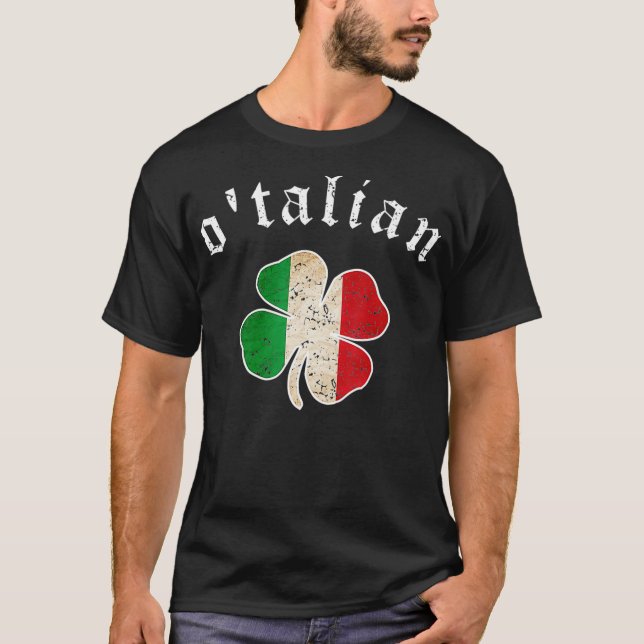 St patricks day Irish Otalian Italien Shamrock T Shirt (Framsida)