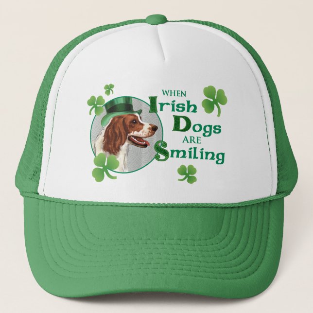 St. Patrick's Day Irish Red & White Setter Truckerkeps (Framsida)
