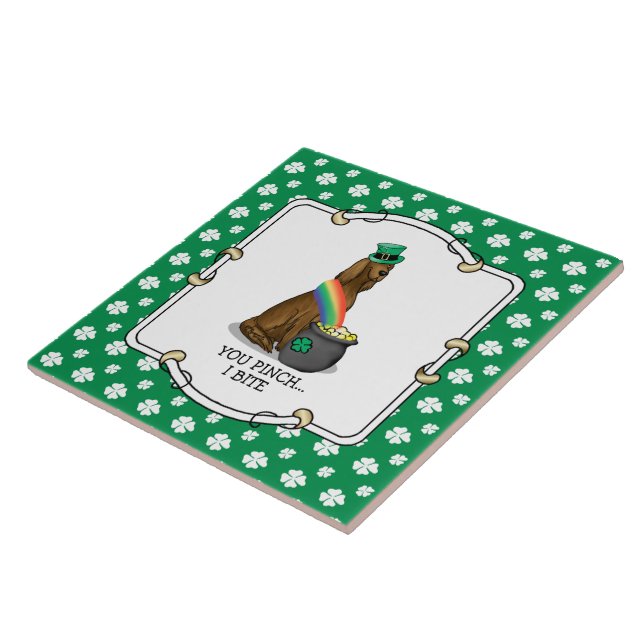 St. Patrick's Day Irish Setter Hund (red 1) Kakelplatta (Sidan)