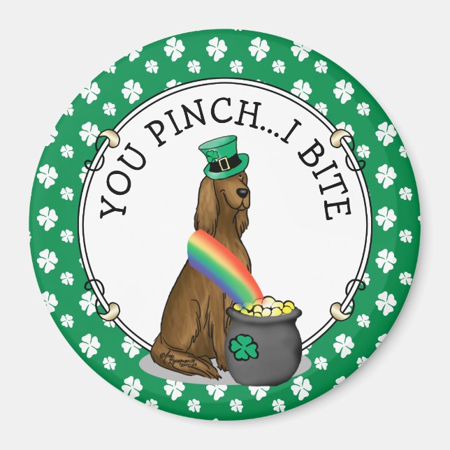 St. Patrick's Day Irish Setter Hund (red 1) Magnet (Framsidan)