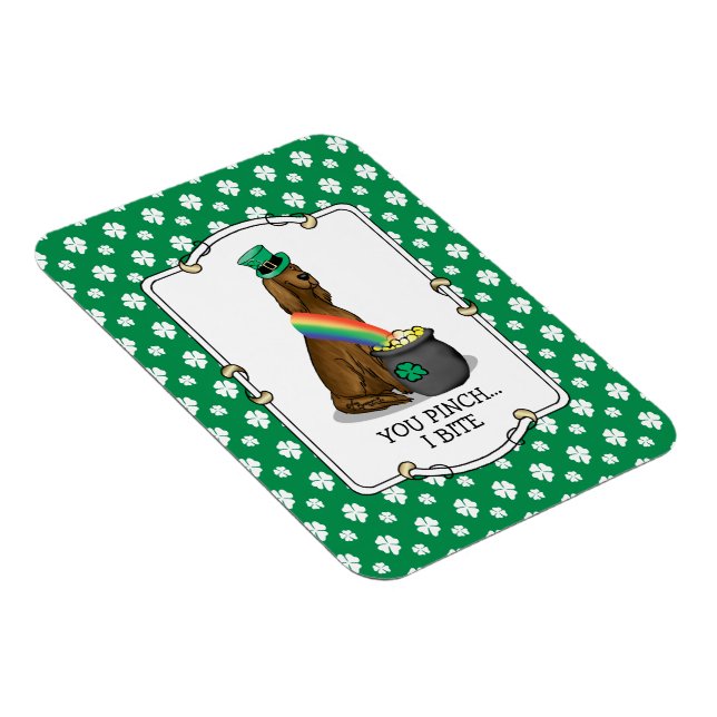 St. Patrick's Day Irish Setter Hund (red 1) Magnet (Högersidan)
