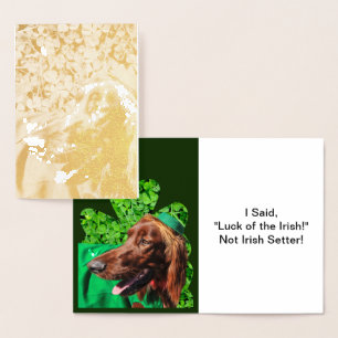 St. Patrick's Day Irish Setter i Klöver, ZSSG Folierat Kort