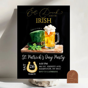 St patricks day Irish Shamrock Beer Julfest Inbjudningar