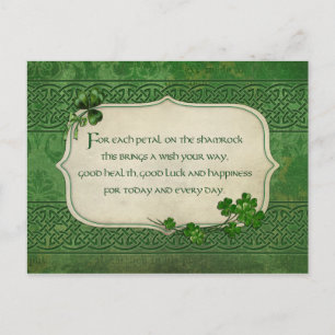 St. Patrick's Day Irish Shamrock Blessing Vykort