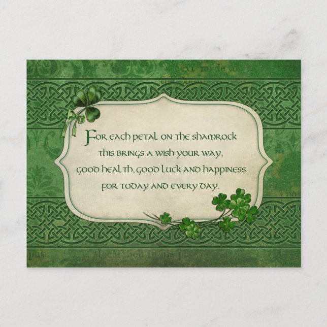 St. Patrick's Day Irish Shamrock Blessing Vykort (Framsida)