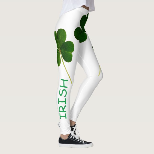 St patrick's day Irish Shamrock Grönt Text 2020 Leggings (Höger)