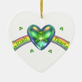 St. Patricks Day Irish Shamrock Heart Julgransprydnad Keramik