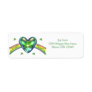 St. Patricks Day Irish Shamrock Heart Returadress Etikett