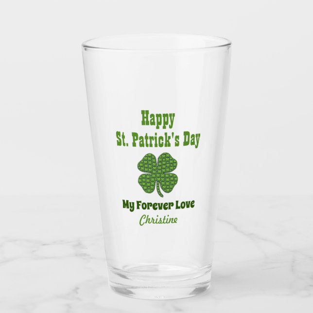 St patricks day Irish Shamrock Klöver Kärlek Pint Glaskopp (Framsida)