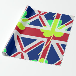 St. Patrick's Day Irish Shamrock Klöver UK Flagga Presentpapper