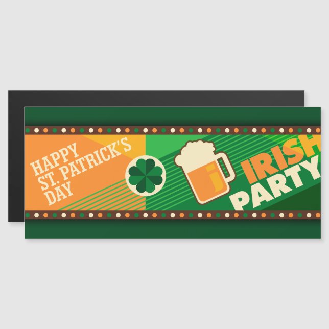 St patrick's day Irish Shamrock Party Magnetisk Inbjudningskort (Fram/baksida)