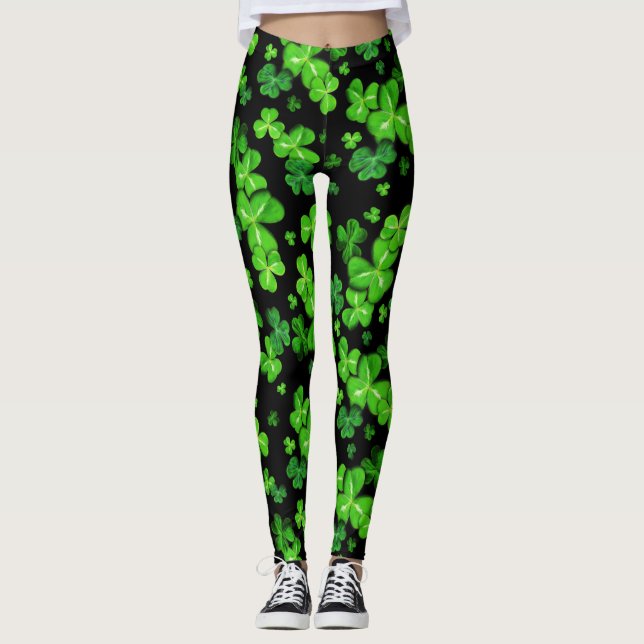 St. Patrick's Day Irish Shamrocks Mönster Leggings (Framsida)