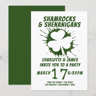 St patricks day Irish Shamrocks Shenanigans Inbjudningar