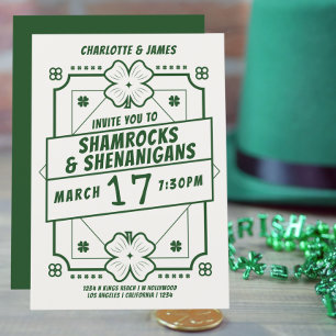 St patricks day Irish Shamrocks Shenanigans Inbjudningar