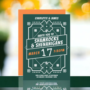 St patricks day Irish Shamrocks Shenanigans Inbjudningar