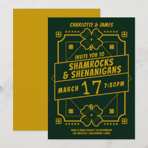 St patricks day Irish Shamrocks Shenanigans Inbjudningar