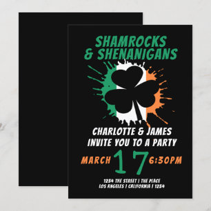 St patricks day Irish Shamrocks Shenanigans Inbjudningar