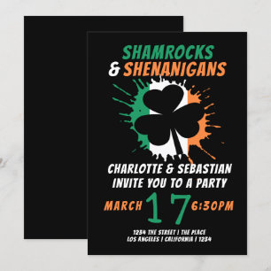 St patricks day Irish Shamrocks Shenanigans Party Inbjudningar