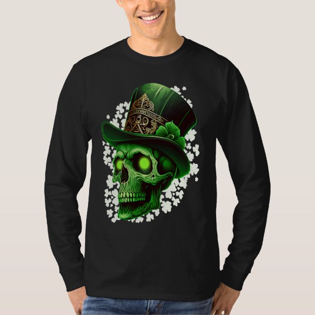 St Patrick's Day Irish skeleton leprechaun  2 T Shirt (Framsida)