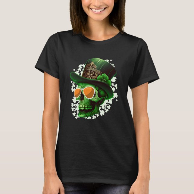 St Patrick's Day Irish skeleton leprechaun T Shirt (Framsida)