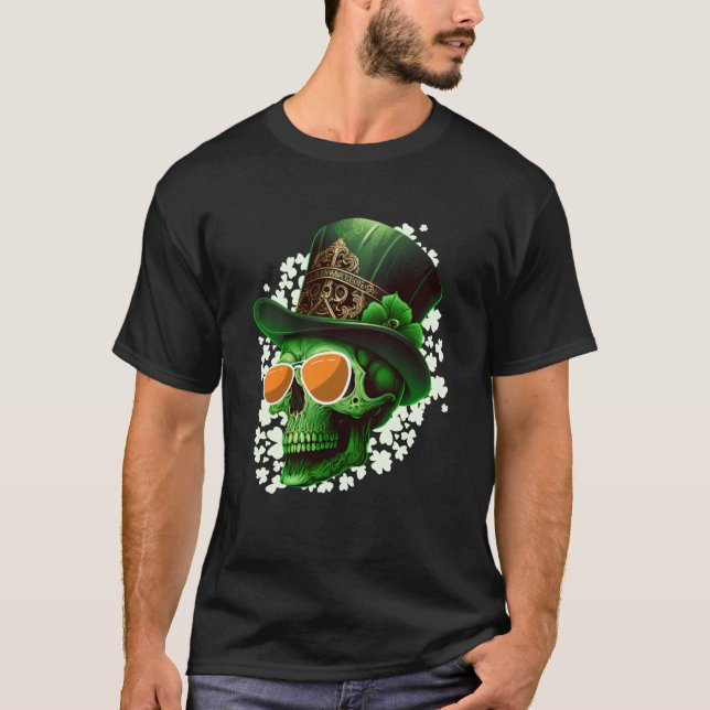 St Patrick's Day Irish skeleton leprechaun T Shirt (Framsida)