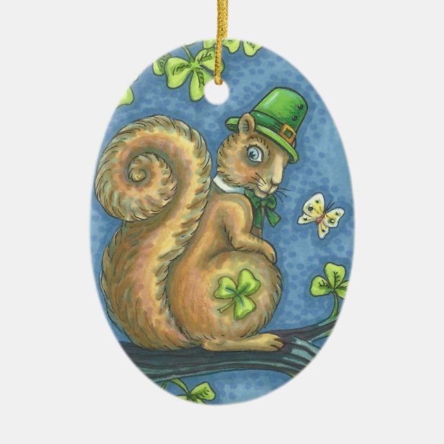 St. Patrick's Day IRISH SQUIRREL ORNAMENT Oval (Framsidan)