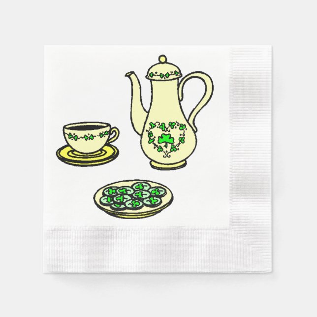 St. Patrick's Day Irish Tea Set Papper Napkins Pappersservett (Framsidan)