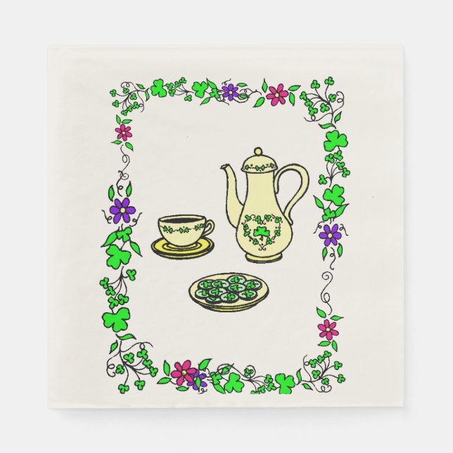 St. Patrick's Day Irish Tea Set Papper Napkins Pappersservett (Framsidan)