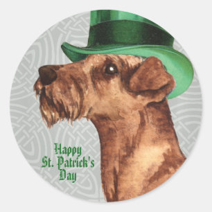 St. Patrick's Day Irish Terrier Classic Round Stic Runt Klistermärke