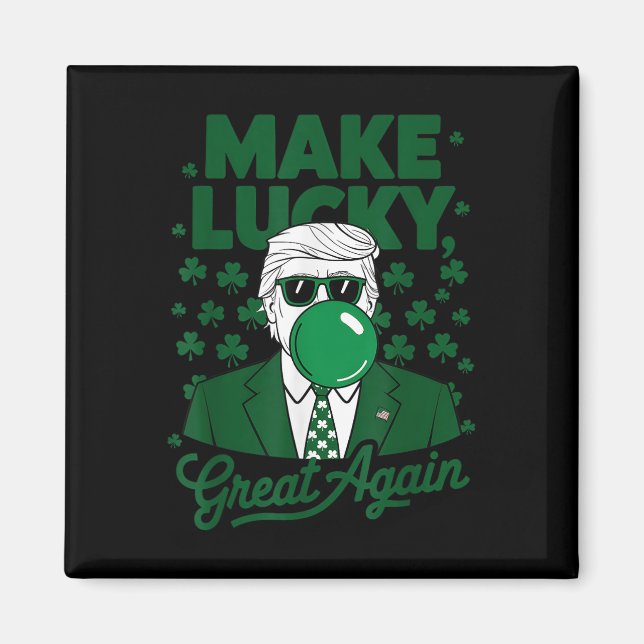 St. Patricks Day Irish Trump Bubble Gum Funny Magnet (Framsidan)