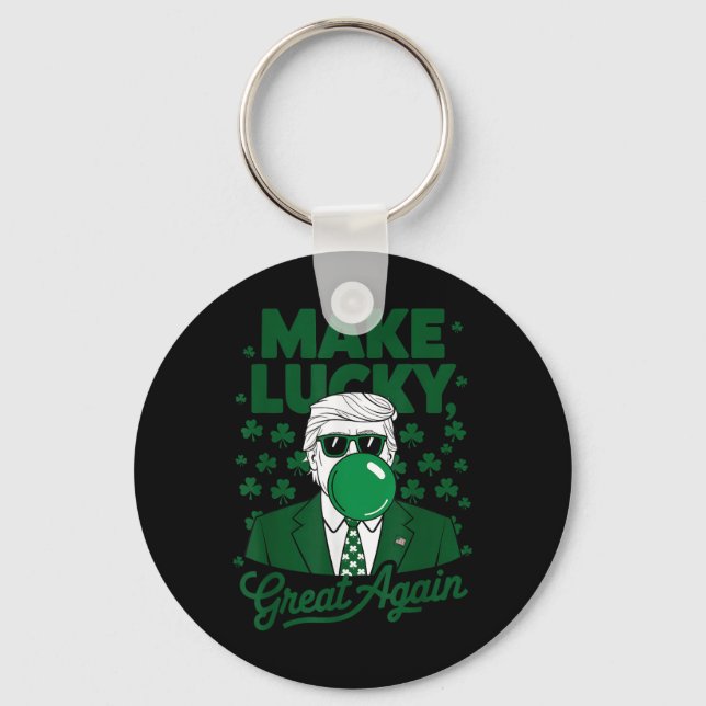 St. Patricks Day Irish Trump Bubble Gum Funny Nyckelring (Framsida)