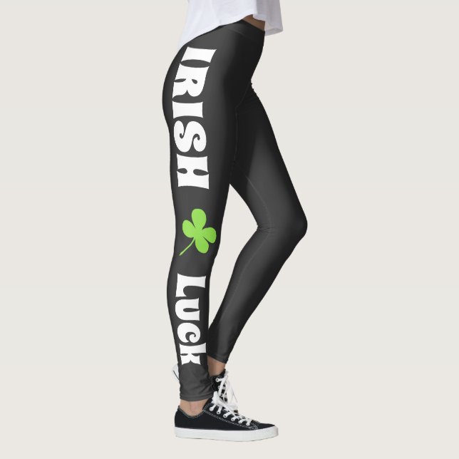 St. Patrick's Day Irish Tur Modern Black Leggings (Höger)
