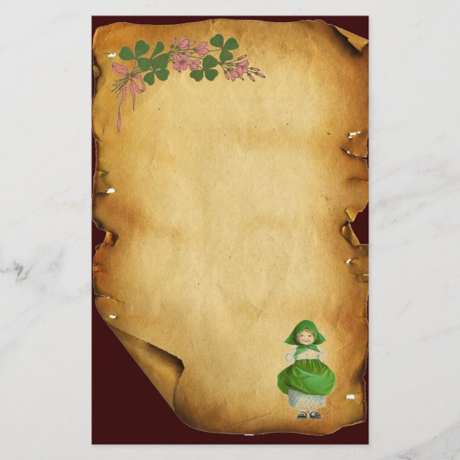 ST PATRICK'S DAY - IRISK FLICKA OCH TREKLÖVER BREVPAPPER (Framsida)