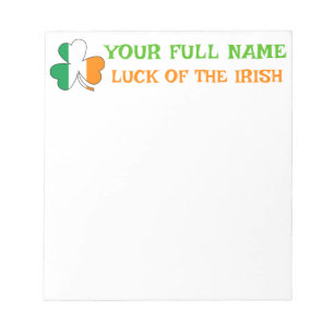 St Patricks Day Irland Flag Shamrock Anpassat Namn Anteckningsblock
