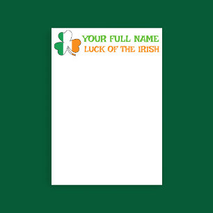 St Patricks Day Irland Flag Shamrock Anpassat Namn Brevhuvud