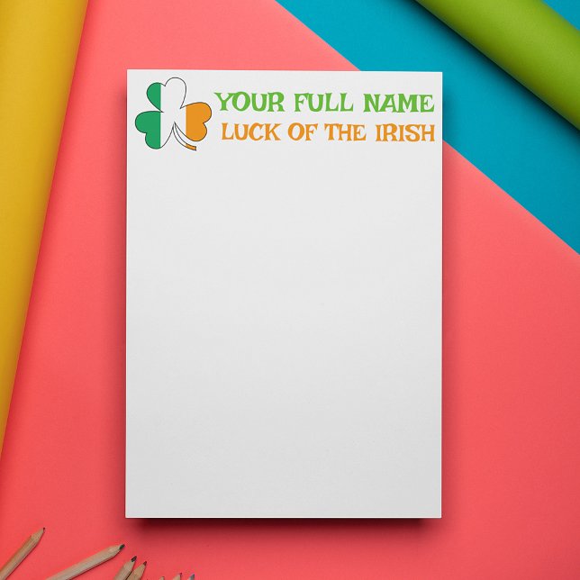 St Patricks Day Irland Flag Shamrock Anpassat Namn Brevpapper (Skapare uppladdad)