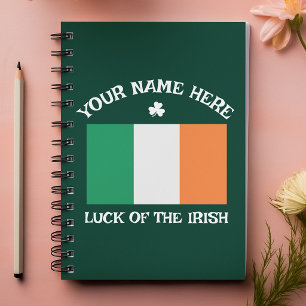 St Patricks Day Irland Flagga Anpassat Namn Shamro Anteckningsbok