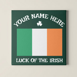 St Patricks Day Irland Flagga Anpassat Namn Shamro Canvastryck