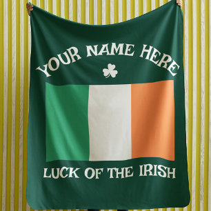 St Patricks Day Irland Flagga Anpassat Namn Shamro Fleecefilt