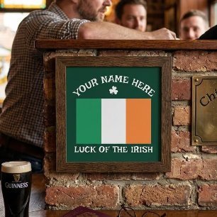 St Patricks Day Irland Flagga Anpassat Namn Shamro Fototryck