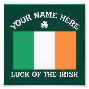 St Patricks Day Irland Flagga Anpassat Namn Shamro Fototryck