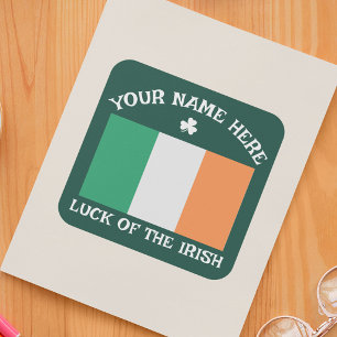 St Patricks Day Irland Flagga Anpassat Namn Shamro Fyrkantigt Klistermärke