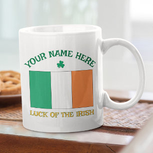 St Patricks Day Irland Flagga Anpassat Namn Shamro Kaffemugg