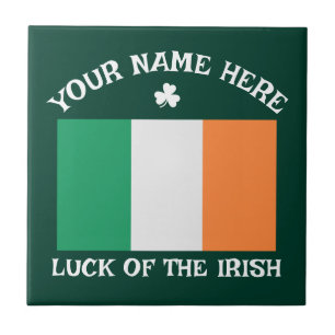 St Patricks Day Irland Flagga Anpassat Namn Shamro Kakelplatta
